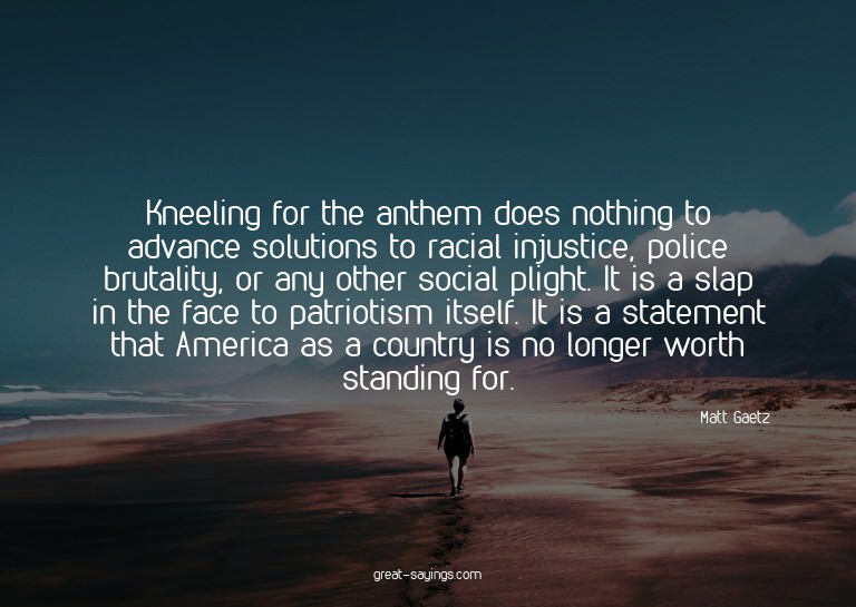 Kneeling for the anthem does nothing to advance solutio