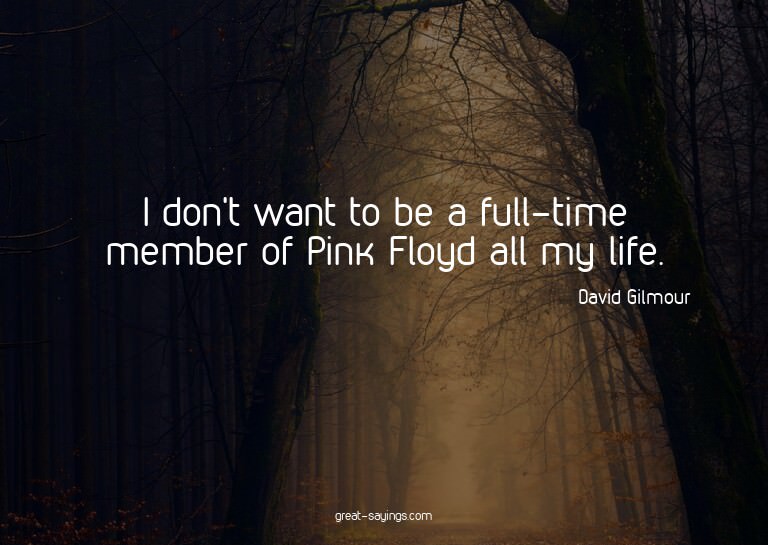 I don't want to be a full-time member of Pink Floyd all