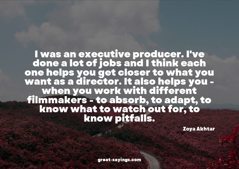 I was an executive producer. I've done a lot of jobs an