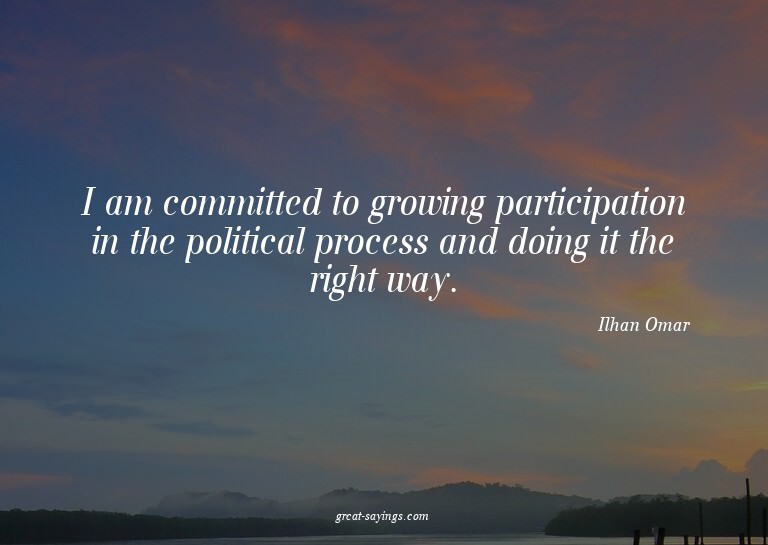 I am committed to growing participation in the politica