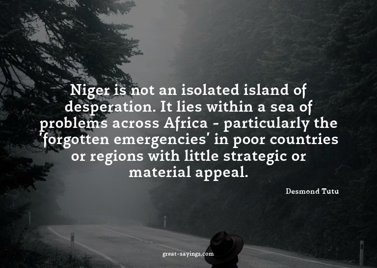 Niger is not an isolated island of desperation. It lies