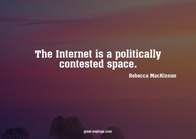 The Internet is a politically contested space.

