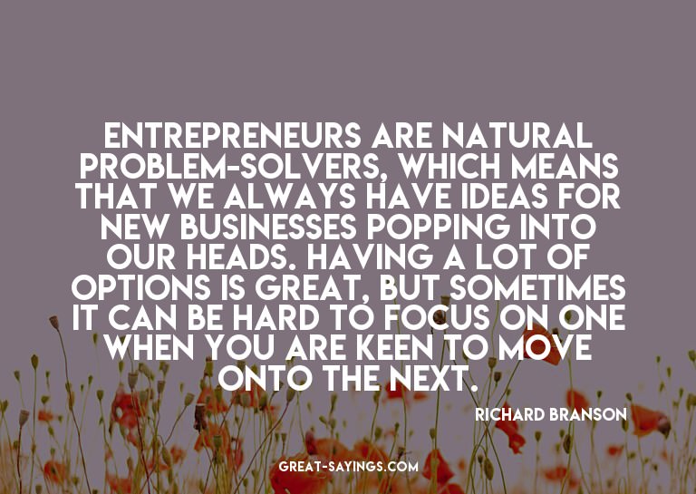 Entrepreneurs are natural problem-solvers, which means