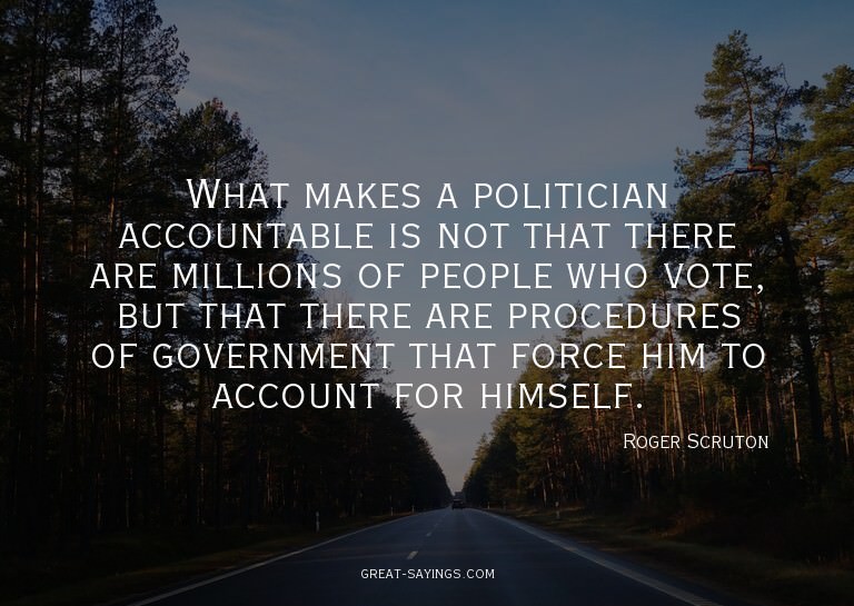 What makes a politician accountable is not that there a