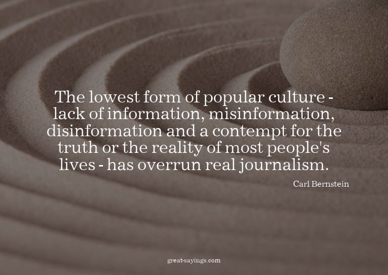 The lowest form of popular culture - lack of informatio