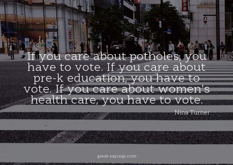 If you care about potholes, you have to vote. If you ca