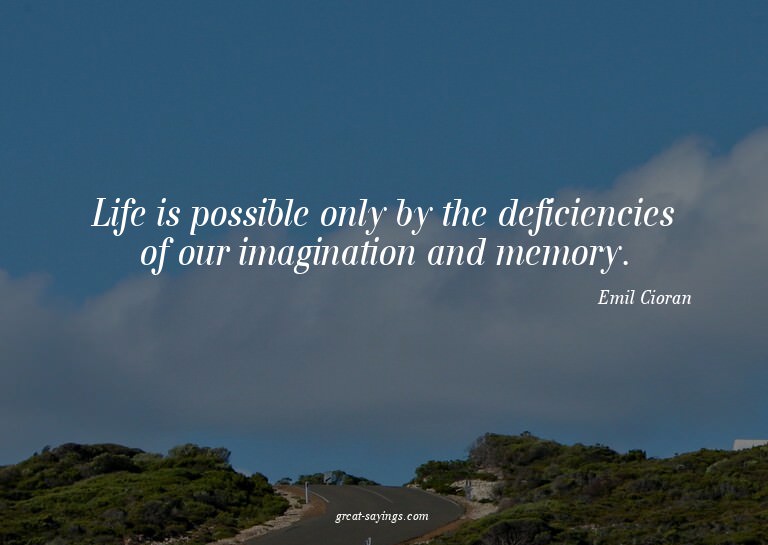 Life is possible only by the deficiencies of our imagin