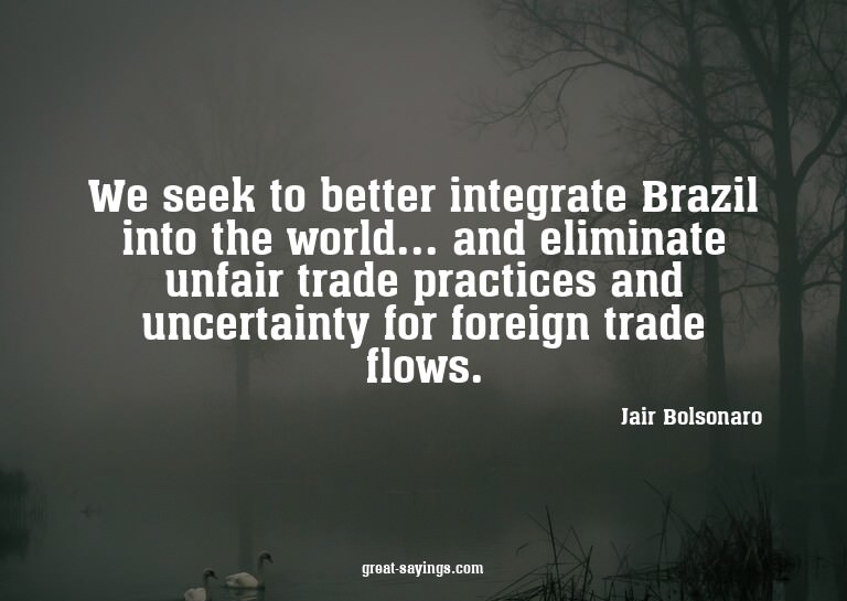 We seek to better integrate Brazil into the world... an