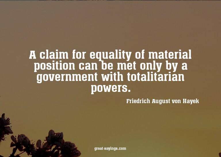 A claim for equality of material position can be met on