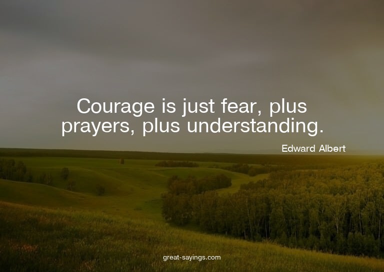 Courage is just fear, plus prayers, plus understanding.