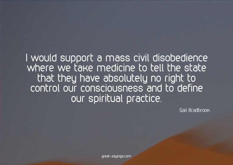 I would support a mass civil disobedience where we take