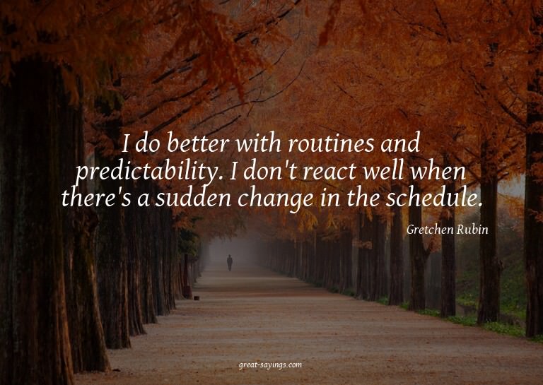 I do better with routines and predictability. I don't r
