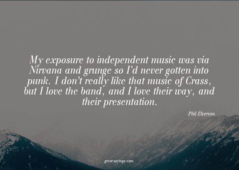 My exposure to independent music was via Nirvana and gr
