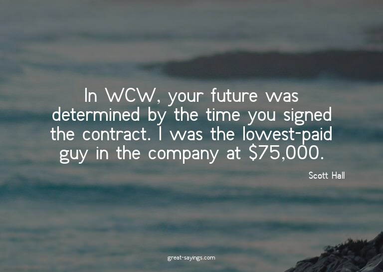 In WCW, your future was determined by the time you sign
