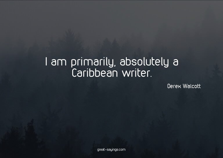I am primarily, absolutely a Caribbean writer.

