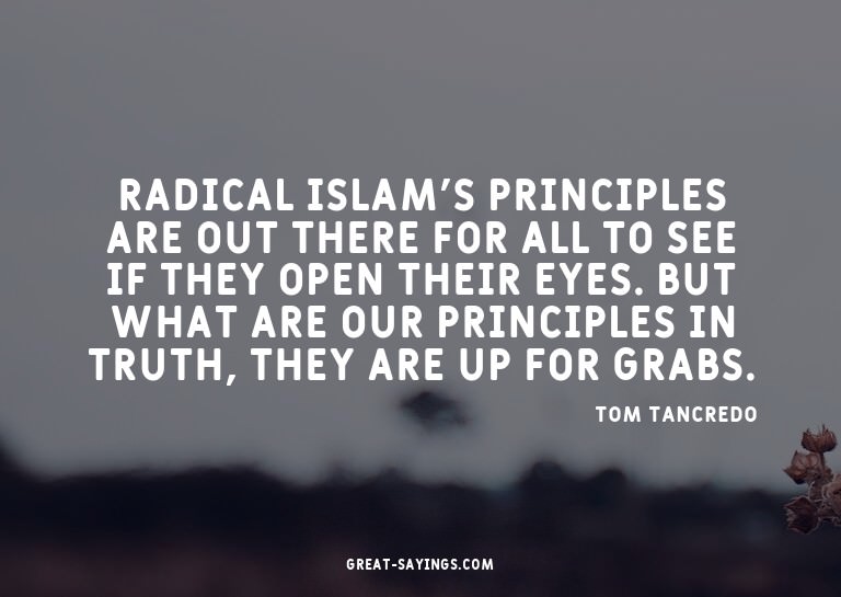 Radical Islam's principles are out there for all to see