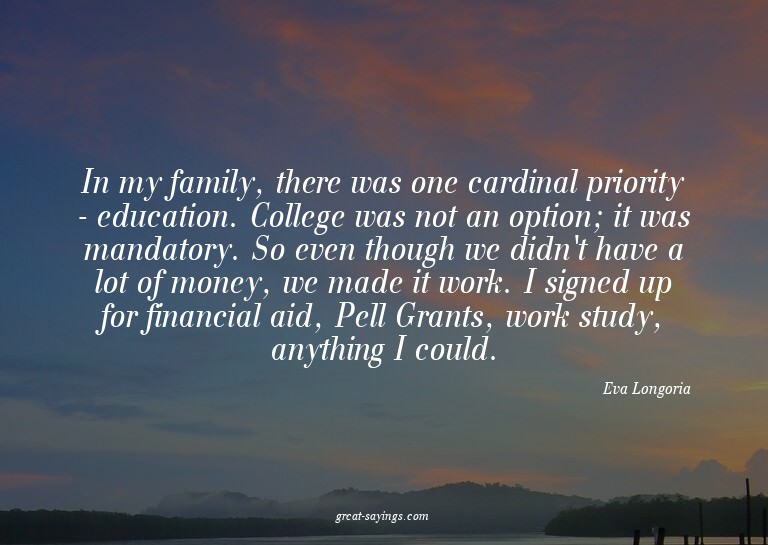 In my family, there was one cardinal priority - educati