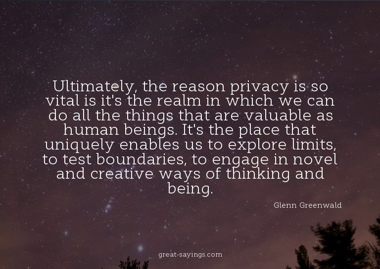 Ultimately, the reason privacy is so vital is it's the