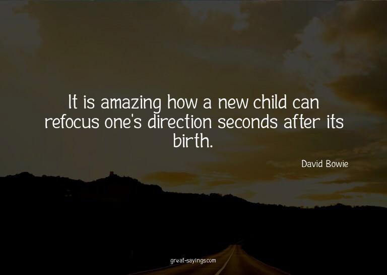 It is amazing how a new child can refocus one's directi