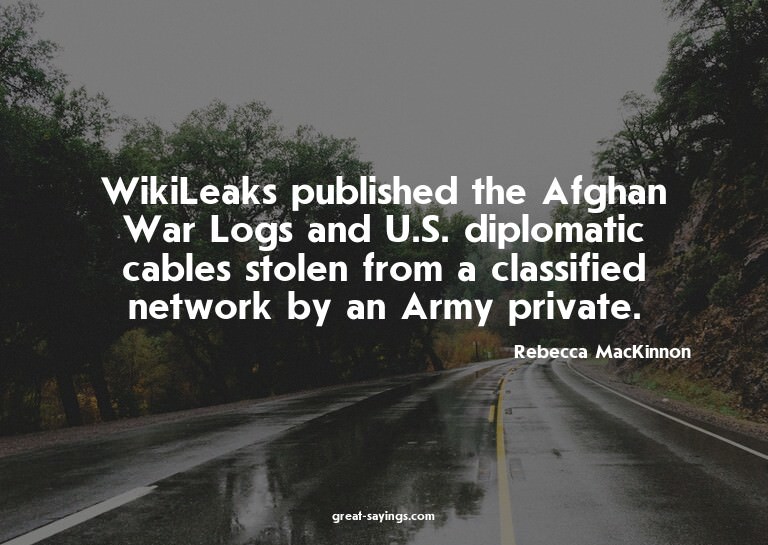 WikiLeaks published the Afghan War Logs and U.S. diplom