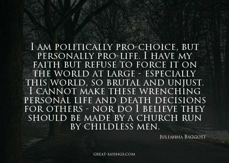 I am politically pro-choice, but personally pro-life. I