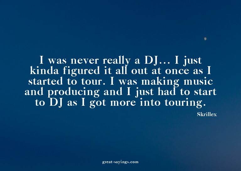 I was never really a DJ... I just kinda figured it all