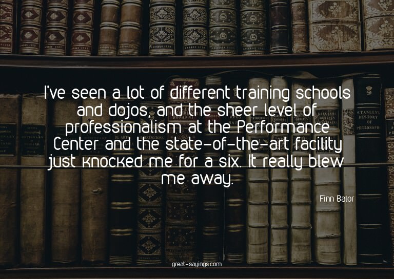 I've seen a lot of different training schools and dojos