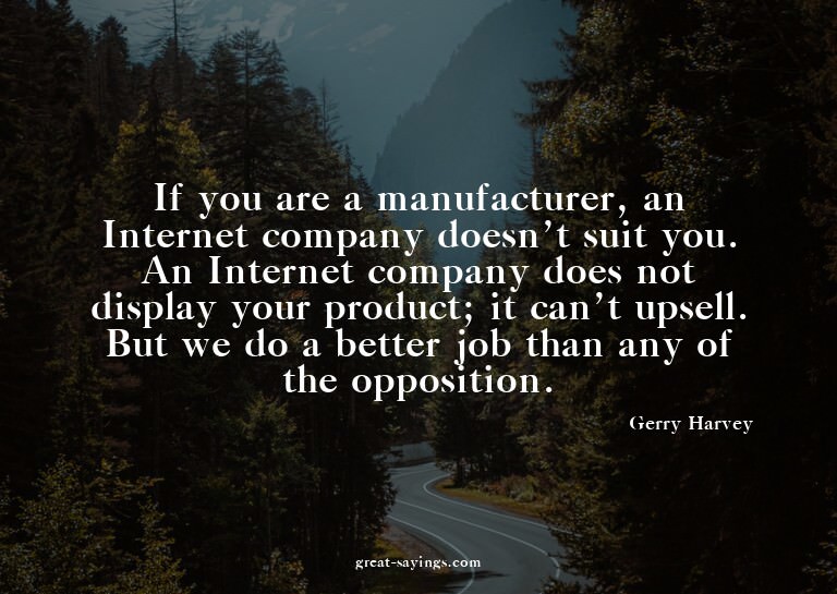 If you are a manufacturer, an Internet company doesn't