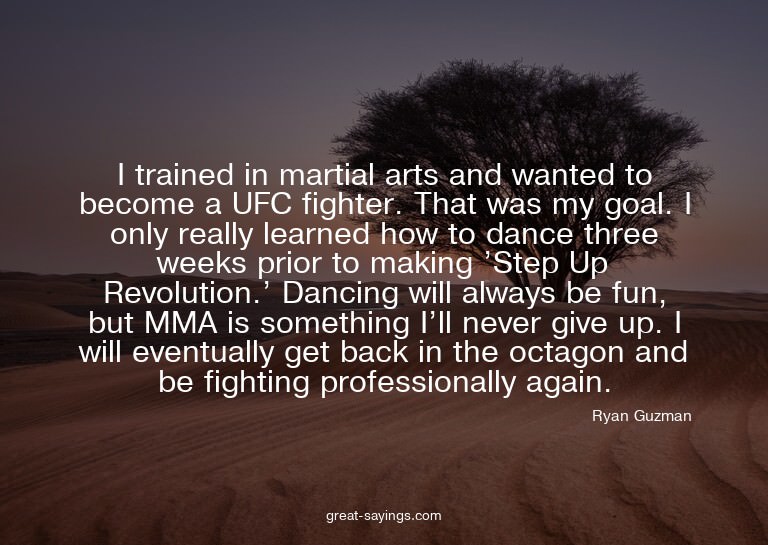 I trained in martial arts and wanted to become a UFC fi