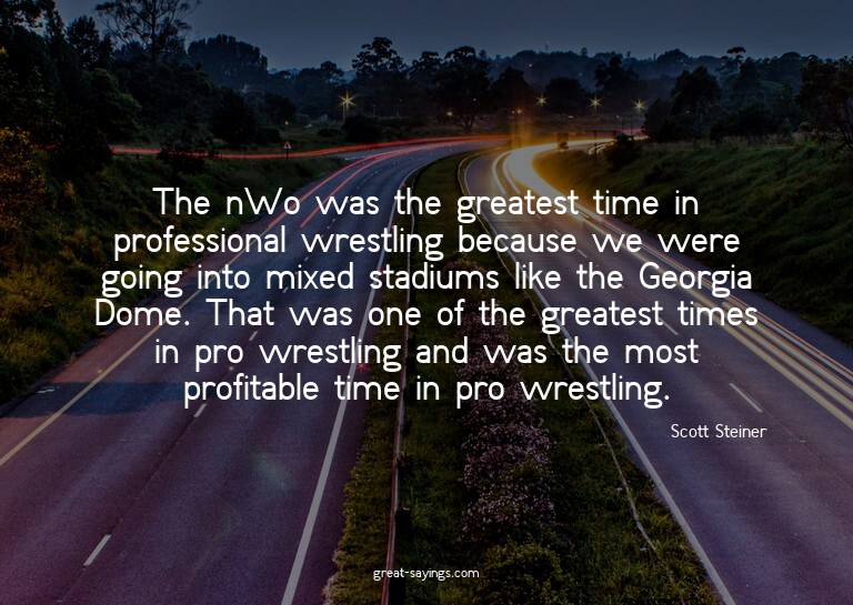 The nWo was the greatest time in professional wrestling
