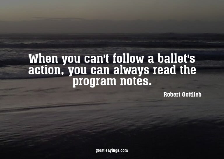 When you can't follow a ballet's action, you can always