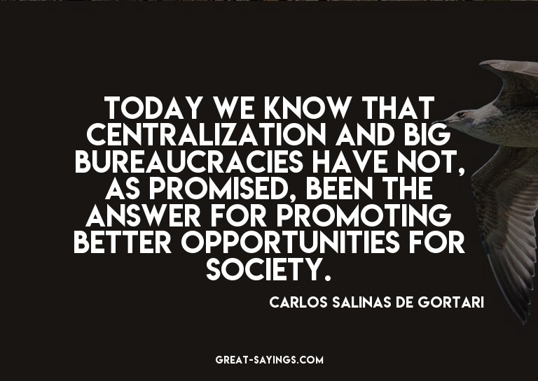 Today we know that centralization and big bureaucracies