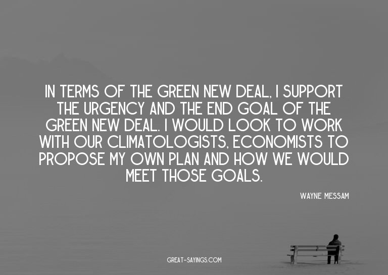 In terms of the Green New Deal, I support the urgency a