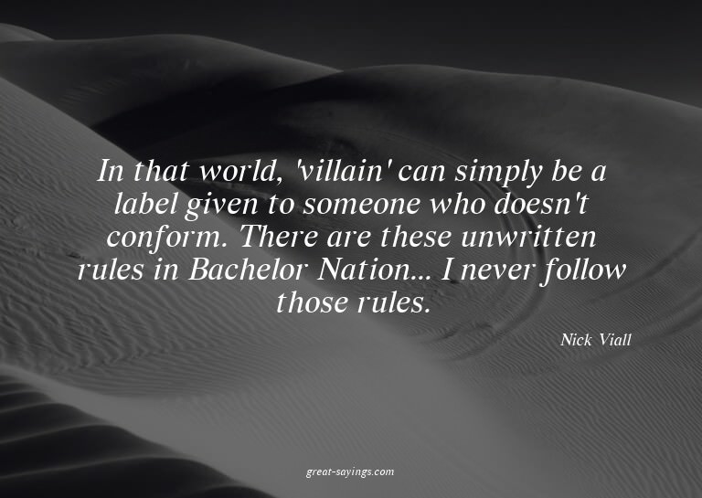 In that world, 'villain' can simply be a label given to