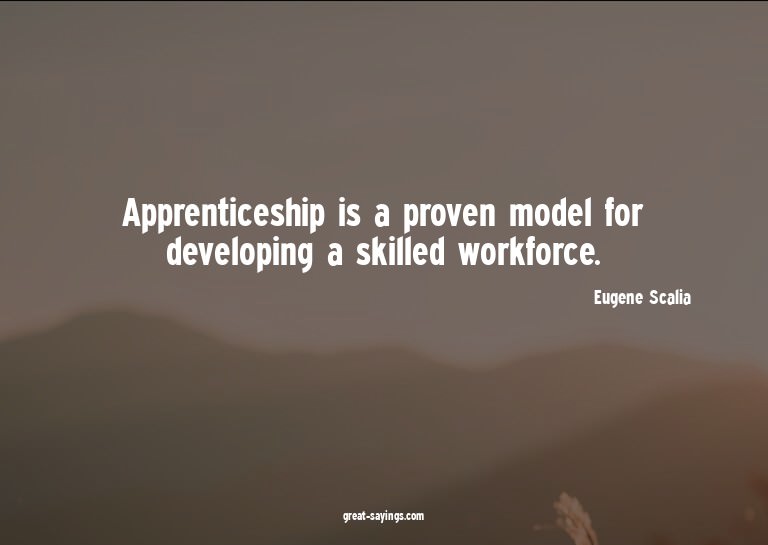 Apprenticeship is a proven model for developing a skill