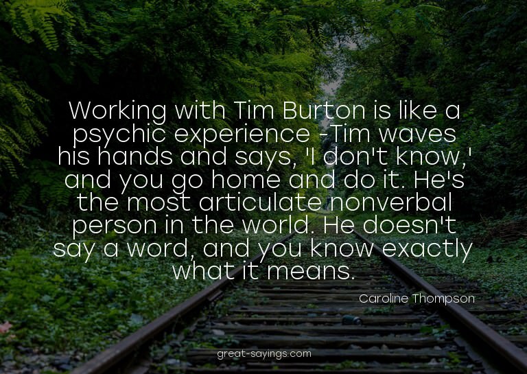 Working with Tim Burton is like a psychic experience -T