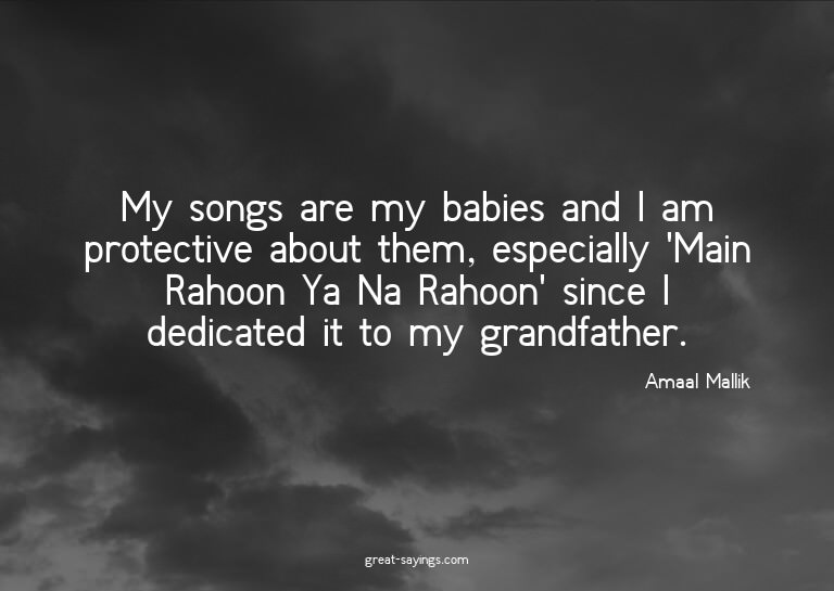 My songs are my babies and I am protective about them,