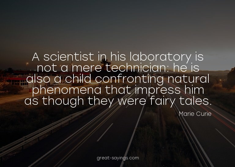 A scientist in his laboratory is not a mere technician: