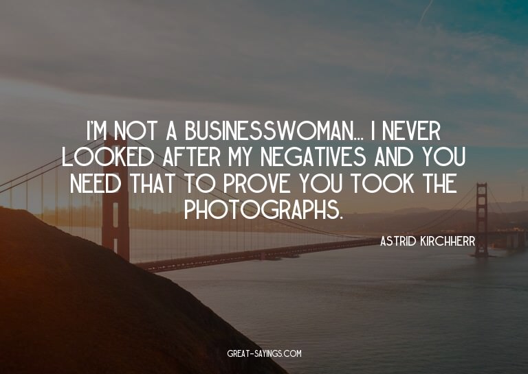 I'm not a businesswoman... I never looked after my nega