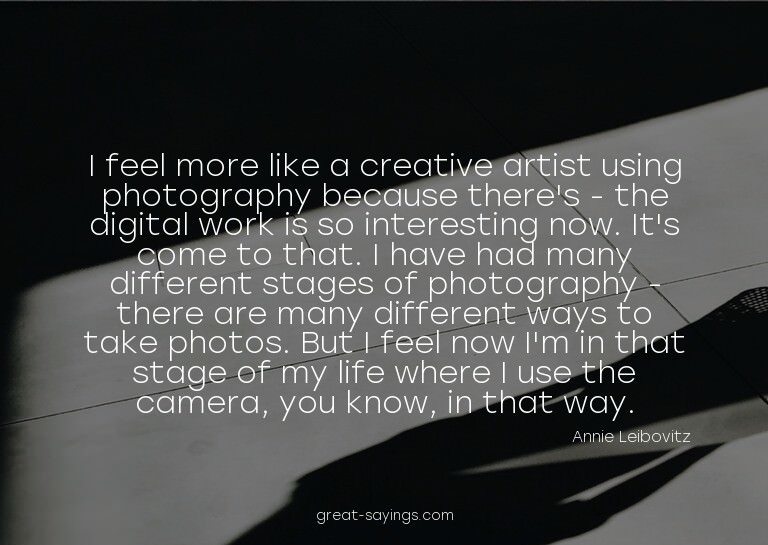 I feel more like a creative artist using photography be