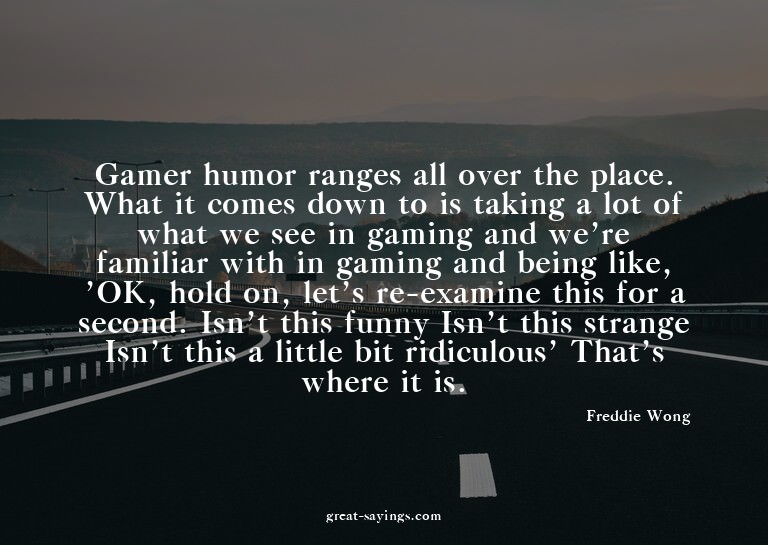Gamer humor ranges all over the place. What it comes do