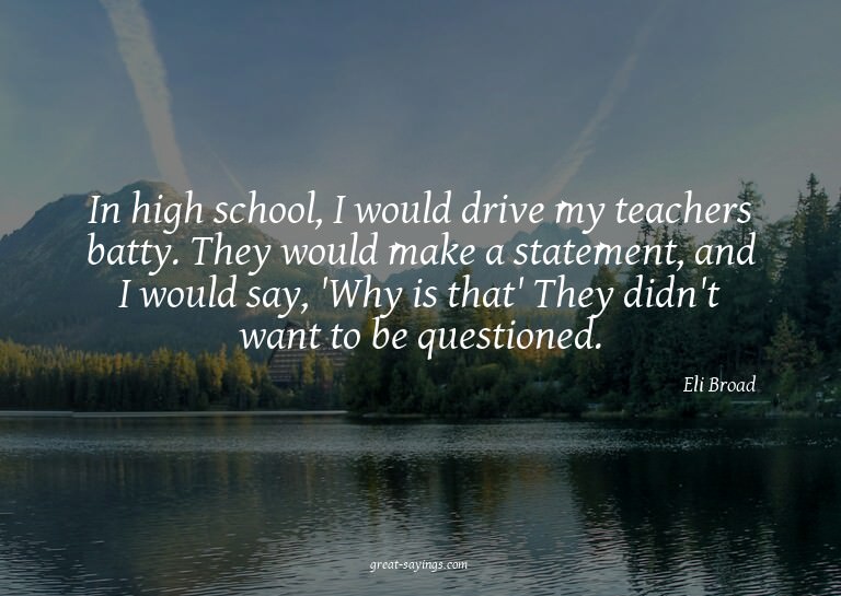 In high school, I would drive my teachers batty. They w