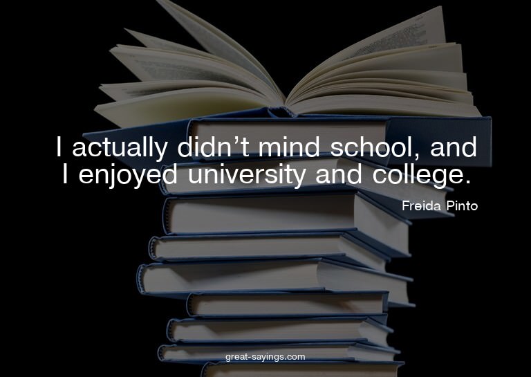 I actually didn't mind school, and I enjoyed university