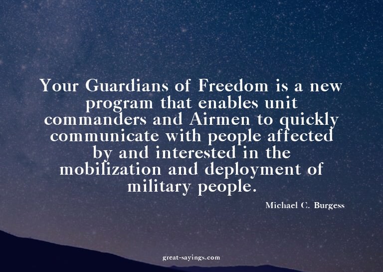 Your Guardians of Freedom is a new program that enables