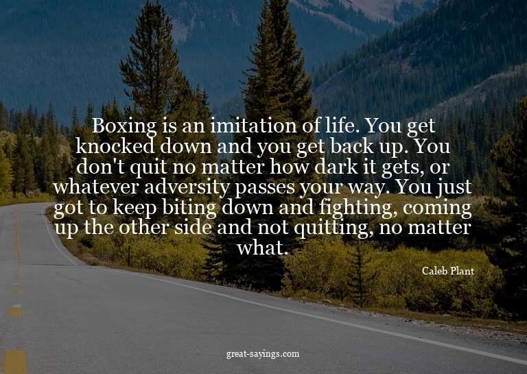 Boxing is an imitation of life. You get knocked down an