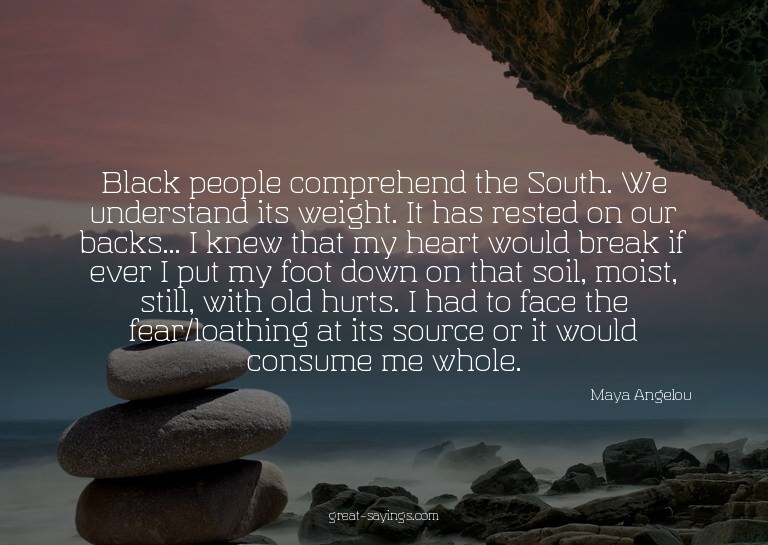 Black people comprehend the South. We understand its we