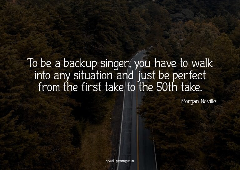 To be a backup singer, you have to walk into any situat