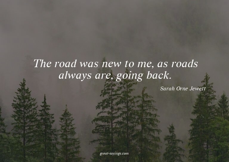 The road was new to me, as roads always are, going back