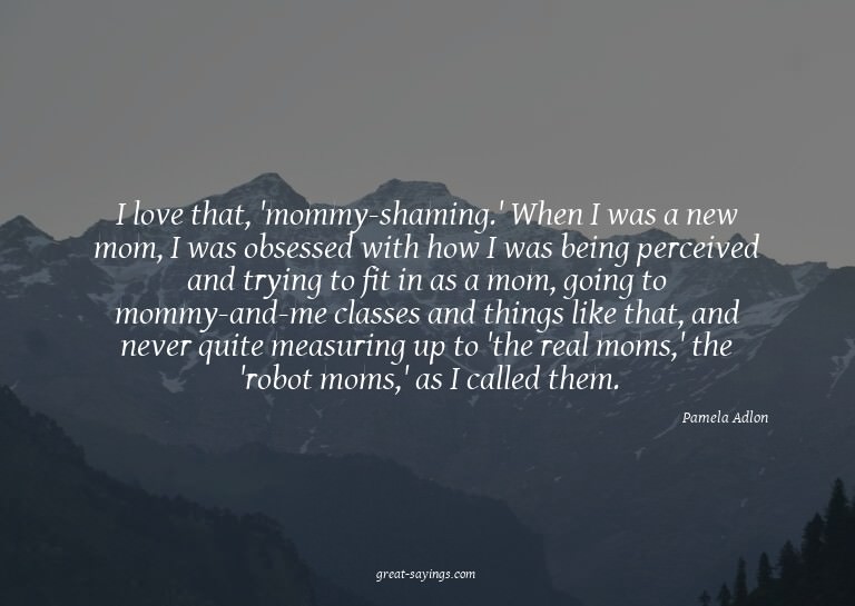 I love that, 'mommy-shaming.' When I was a new mom, I w