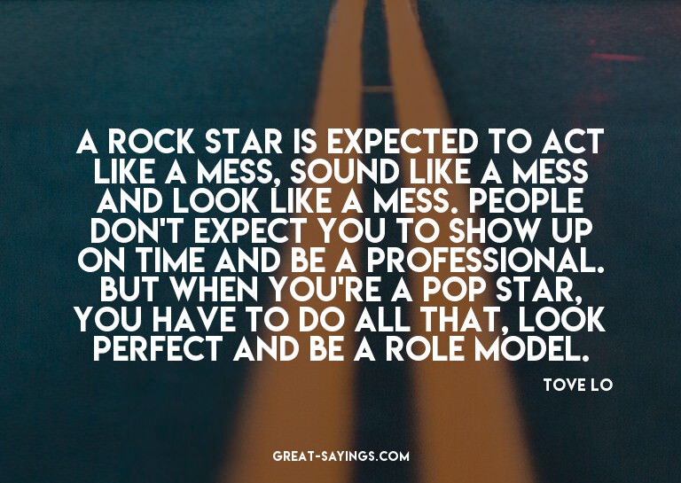 A rock star is expected to act like a mess, sound like